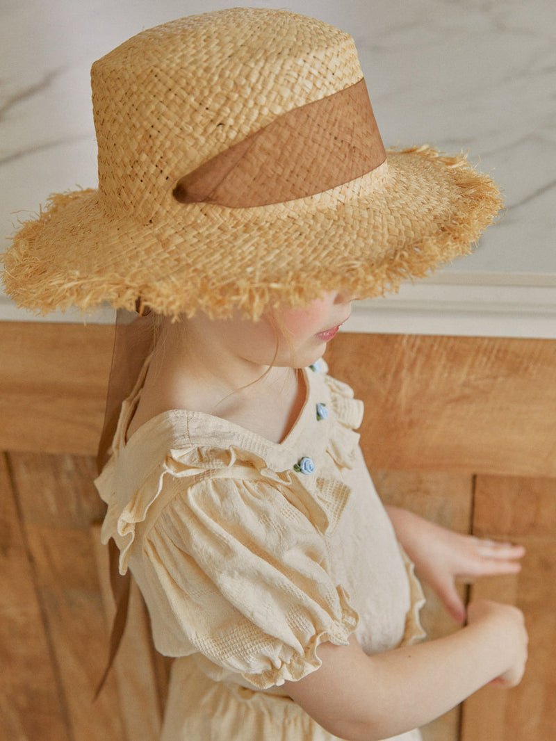 Rose Frill Blouse & Shorts Set _Beige