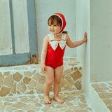 Ribbon Swimsuit & Bonnet Set_ Red