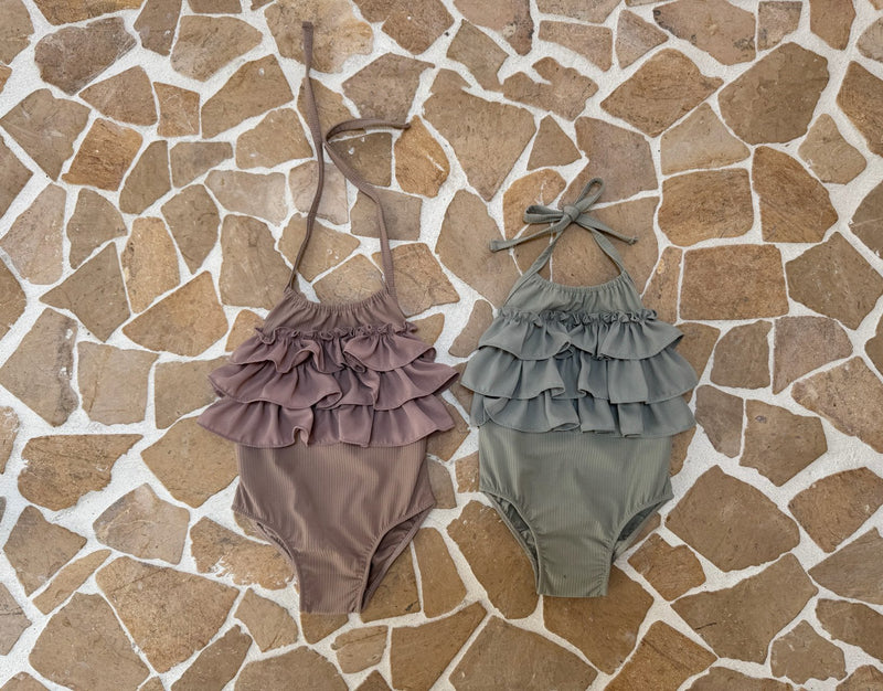 Frill Swimsuit & Bonnet Set_2 Colour