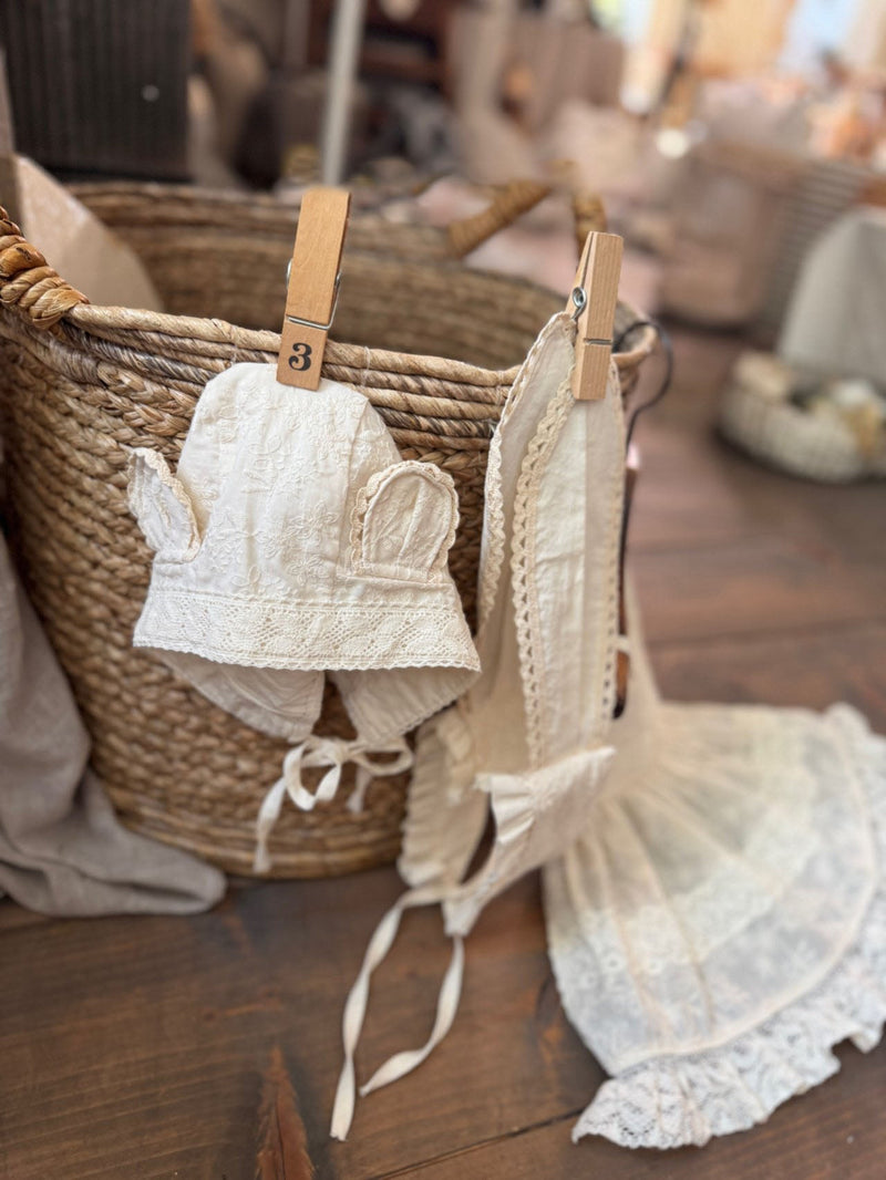 Teddy Bear Lace Bonnet