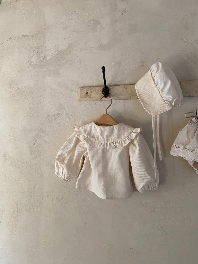 Wide Frill Neck Baby Blouse_Cream