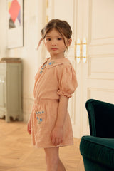 Florence Embroidered Blouse & Shorts Set_ Orange Pink