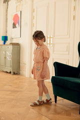 Florence Embroidered Blouse & Shorts Set_ Orange Pink