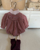 Lulu Bubble Romper_ Red