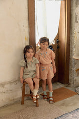 Florence Embroidered Blouse & Shorts Set_ Orange Pink