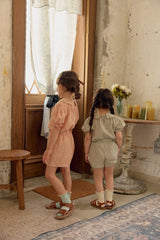 Florence Embroidered Blouse & Shorts Set_ Khaki