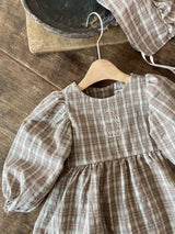 Hazel Check Dress Romper & Bonnet Set
