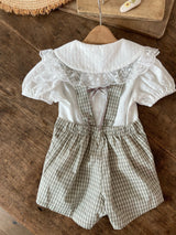 Ann Check Suspender Romper