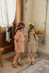 Florence Embroidered Blouse & Shorts Set_ Orange Pink