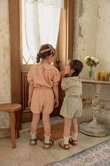 Florence Embroidered Blouse & Shorts Set_ Khaki