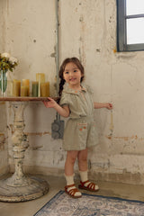 Florence Embroidered Blouse & Shorts Set_ Khaki