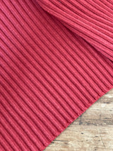 Red Cotton Ribbed Cardigan