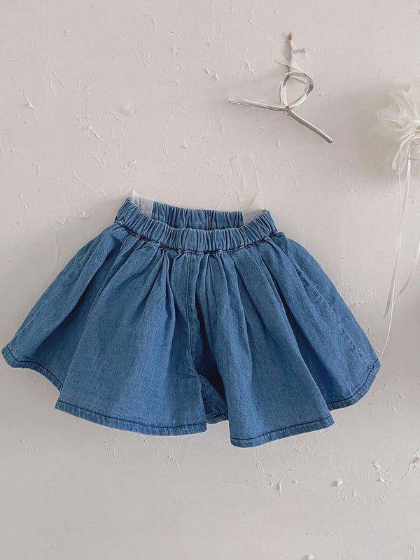 Wrinkle Denim Skort