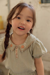 Florence Embroidered Blouse & Shorts Set_ Khaki