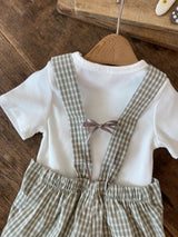 Ann Check Suspender Romper
