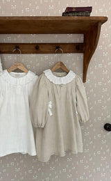 Vera Pintuck Linen Dress_ Ivory