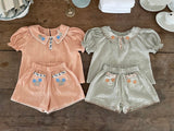 Florence Embroidered Blouse & Shorts Set_ Khaki
