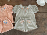 Florence Embroidered Blouse & Shorts Set_ Khaki