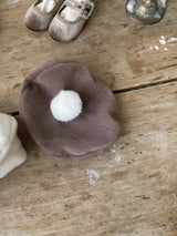 Pompom Fleece Beret_Mocha