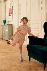 Florence Embroidered Blouse & Shorts Set_ Orange Pink