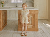 Rose Frill Blouse & Shorts Set _Beige