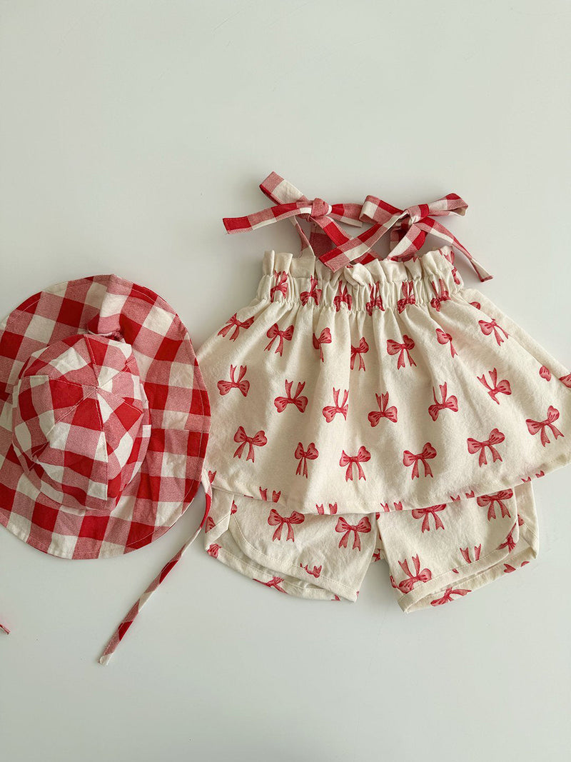 Red Ribbon Sleeveless Blouse