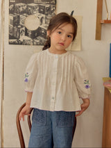 Denim Blue Lace Linen Pants_ Dark blue