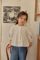 Aster Embroidered Linen Blouse_Ivory