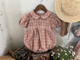 Tua Embroidered Check Romper