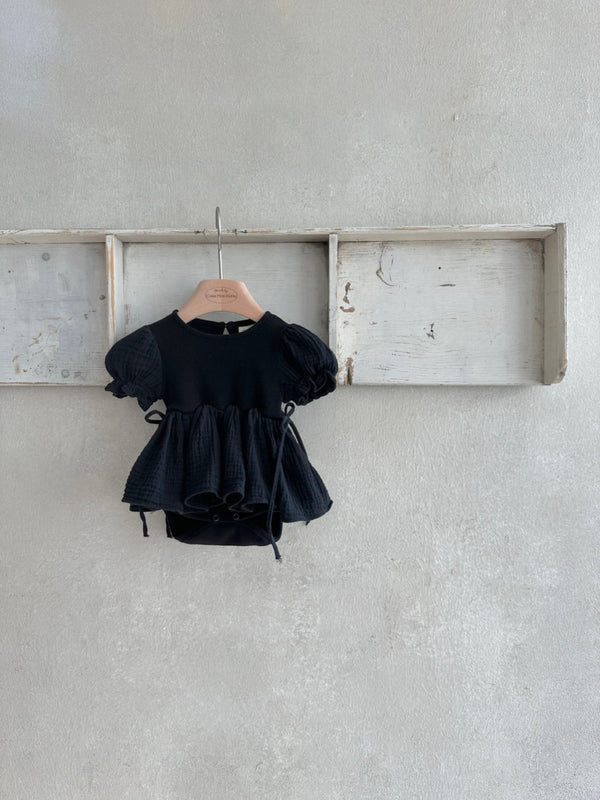 Monbebe Peony Dress Romper _Black