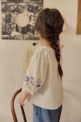 Aster Embroidered Linen Blouse_Ivory