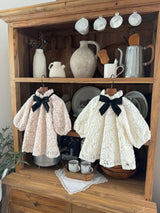 Lace Ribbon Dress _Beige Pink