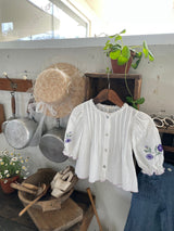 Aster Embroidered Linen Blouse_Ivory