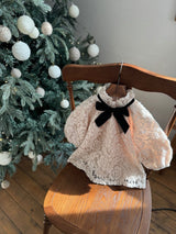Lace Ribbon Dress _Beige Pink