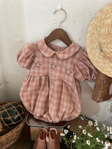 Tua Embroidered Check Romper