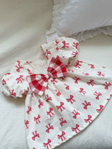 Red Check Ribbon Dress
