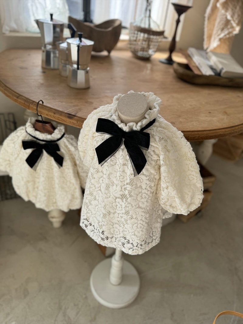 Lace Ribbon Dress _Cream