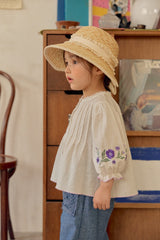 Aster Embroidered Linen Blouse_Ivory