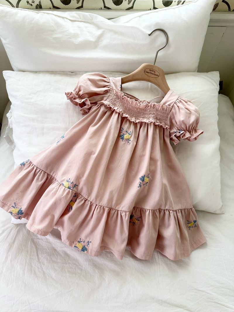 Latte Embroidered Dress_ Pink