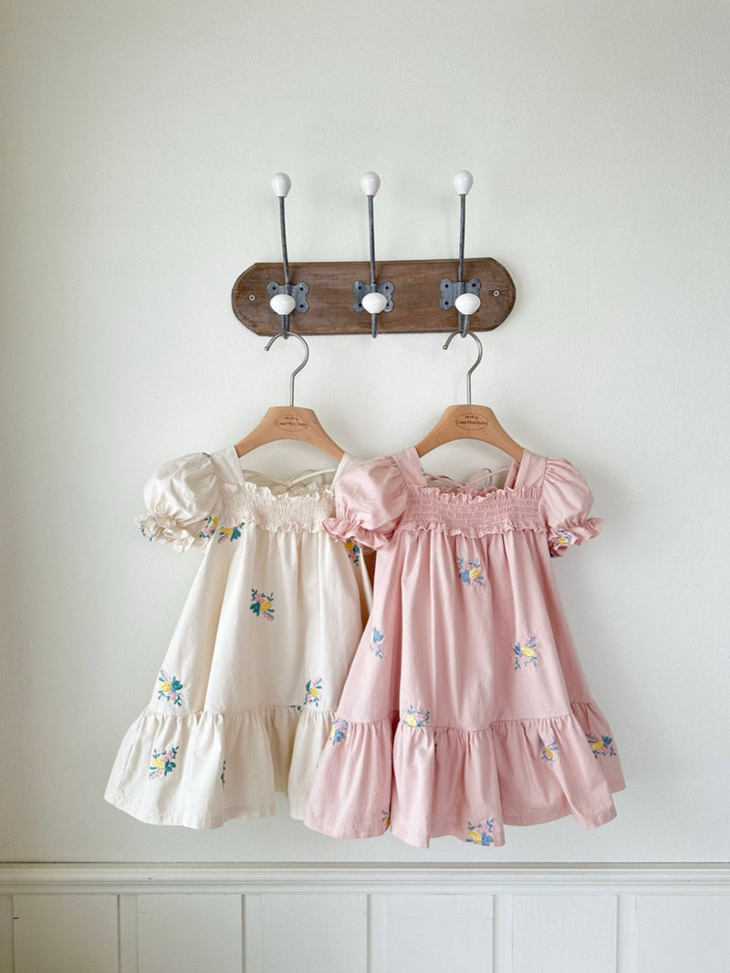 Latte Embroidered Dress_ Pink