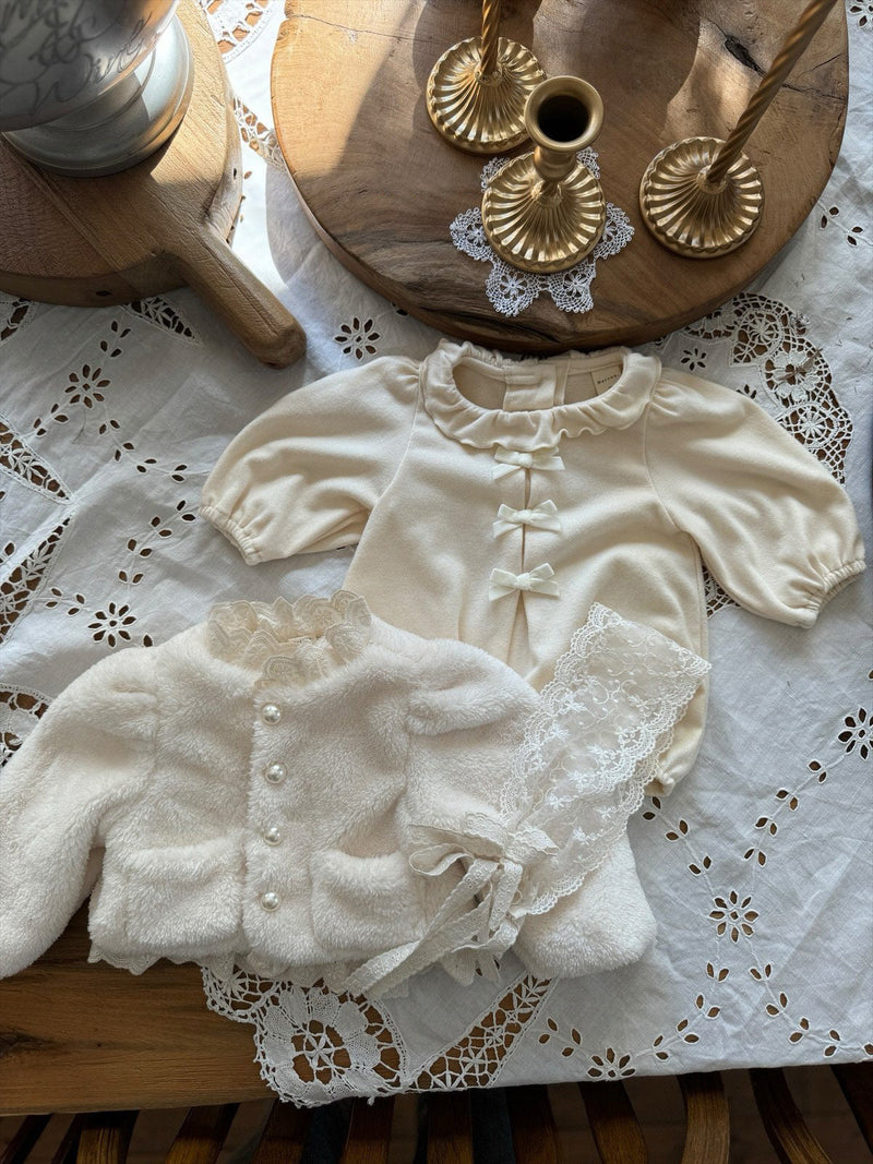 Ribbon Frill Romper _Cream