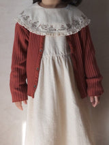 Red Cotton Ribbed Cardigan