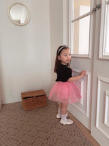 Black Pink Blouse & Skort Set