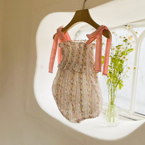 Glen Smocked Romper_ Coral
