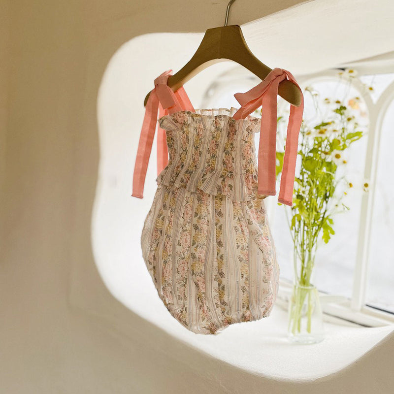 Glen Smocked Romper_ Coral