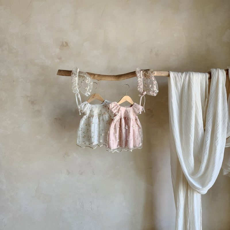Emily Embroidery Dress & Bonnet Set_ Dusty Pink