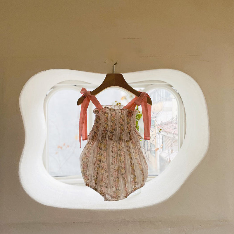 Glen Smocked Romper_ Coral