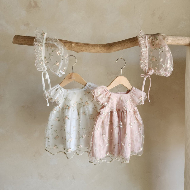 Emily Embroidery Dress & Bonnet Set_ Dusty Pink