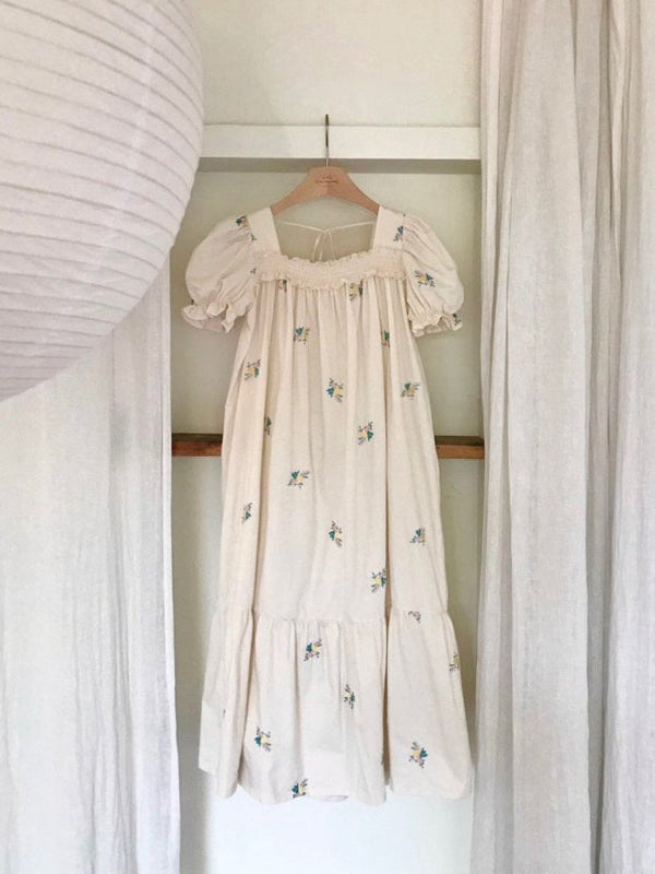 Latte Eembroidery Adult Dress _Ivory