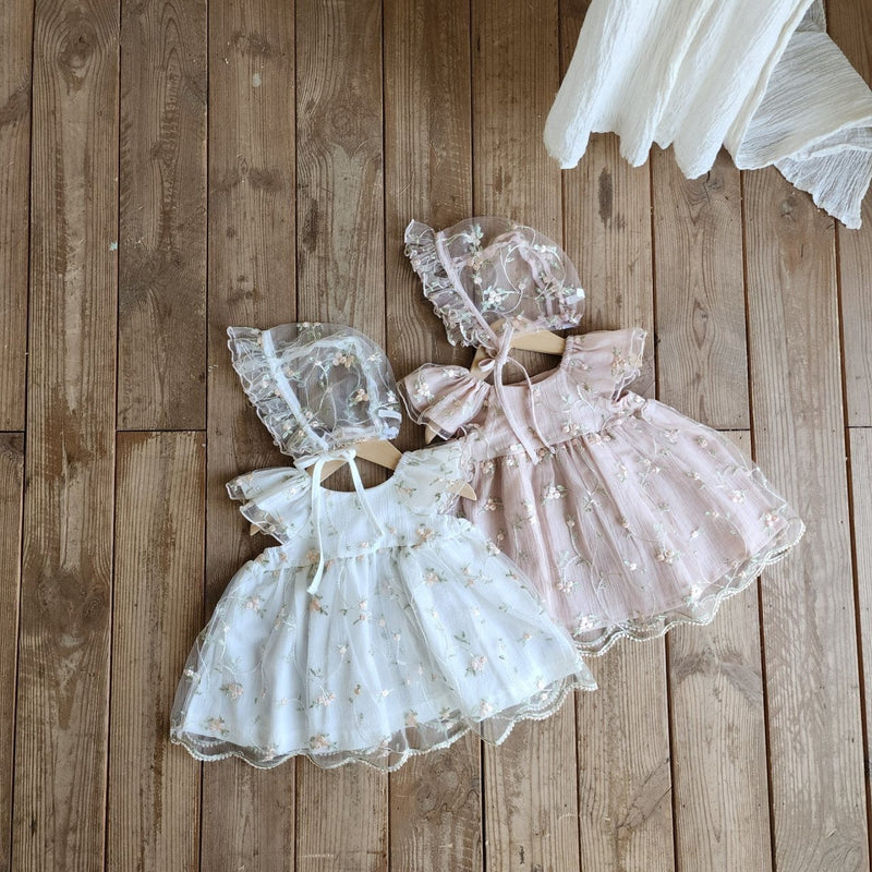 Emily Embroidery Dress & Bonnet Set_ Dusty Pink